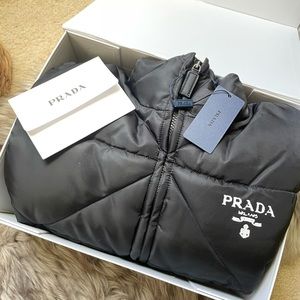 PRADA RE-Nylon Gabardine Cropped Down Jacket (lightly worn)